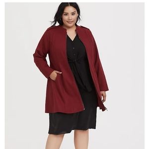 Torrid | RED WOOL ZIP-FRONT FIT AND FLARE COAT | Size 4/4X/26